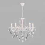 Классическая подвесная люстра 10108/5 белый/прозрачный хрусталь Strotskis