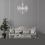 Классическая подвесная люстра 10108/5 белый/прозрачный хрусталь Strotskis — изображение 4