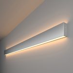 Линейный светодиодный накладной двусторонний светильник 128см 50W 3000K матовое серебро (101-100-40-128)