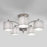 Люстра с атласными абажурами 60080/5 сатин-никель
