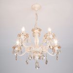 Подвесная люстра с хрусталем в классическом стиле 3281/5 белый с золотом / тонированный хрусталь — изображение 3