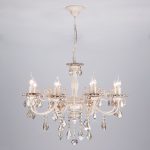 Люстра с тонированным хрусталем 3281/8 белый с золотом / тонированный хрусталь