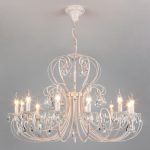 Люстра подвесная с хрусталем 3305/12 белый с золотом / прозрачный хрусталь