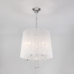 Люстра подвесная с абажуром и хрусталем 2045/5 хром/белый