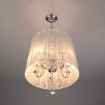 Люстра подвесная с абажуром и хрусталем 2045/5 хром/белый — изображение 3