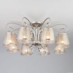 Люстра потолочная с абажурами 60065/8 серебро