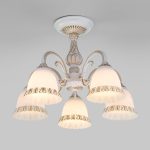 Потолочная люстра со стеклянными плафонами 60107/5 белый с золотом