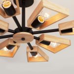 Потолочная люстра лофт с деревянными элементами 70056/8 черный — изображение 6