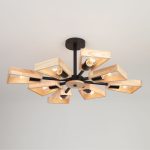 Потолочная люстра лофт с деревянными элементами 70056/8 черный — изображение 3