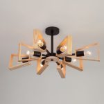 Потолочная люстра лофт с деревянными элементами 70056/8 черный — изображение 4
