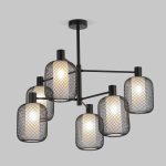 Потолочный светильник с металлическими абажурами и стеклянными плафонами 30191/6 черный