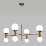Умная подвесная люстра с плафонами 30182/8 латунь