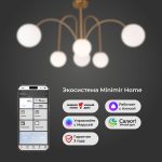 Умная потолочная люстра с плафонами 30177/6 латунь — изображение 5