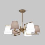 Умная потолочная люстра с тканевыми абажурами 60149/6 латунь