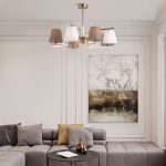 Умная потолочная люстра с тканевыми абажурами 60149/8 латунь — изображение 5