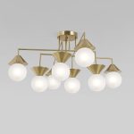 Умная потолочная люстра со стеклянными фактурными плафонами 302002/8 латунь Smart