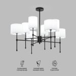 Умный потолочный светильник с тканевыми абажурами 60162/8 черный — изображение 2