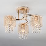 Потолочный светильник с металлическими плафонами и хрусталем 30137/3 золото