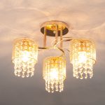 Потолочный светильник с металлическими плафонами и хрусталем 30137/3 золото — изображение 3